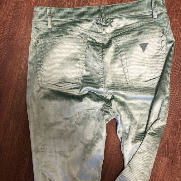 NWT GUESS Women’s High Rise Flare Shimmery Dusty Teal Corduroy Pants Size 31 - Picture 7 of 12